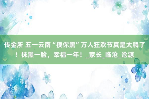 传金所 五一云南“摸你黑”万人狂欢节真是太嗨了！抹黑一脸，幸福一年！_家长_临沧_沧源