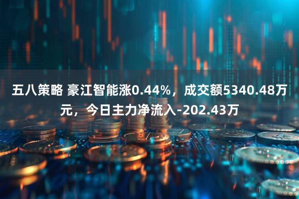 五八策略 豪江智能涨0.44%，成交额5340.48万元，今日主力净流入-202.43万
