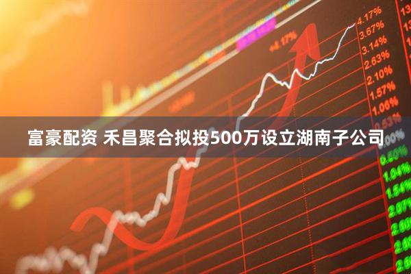富豪配资 禾昌聚合拟投500万设立湖南子公司